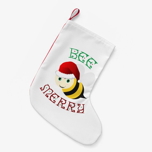 Bee Merry Small Christmas Stocking (Front (Hanging))