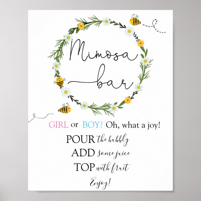 Bee Mimosa Bar Sign (Front)