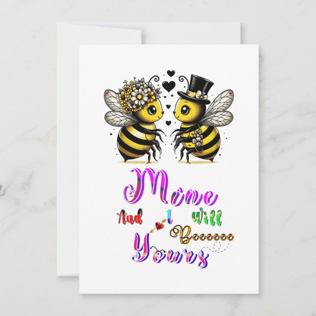 Bee Mine And I Will Bee Yours Thank You Card (Front)
