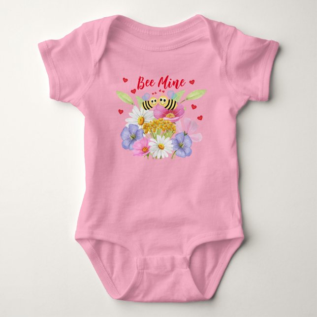 Bee Mine Baby Jersey Bodysuit (Front)