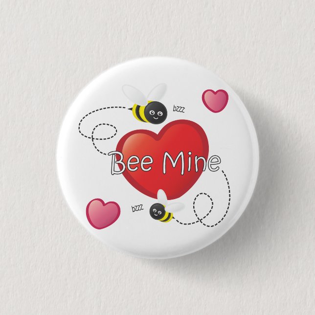Bee Mine - Bees and Hearts 3 Cm Round Badge (Front)