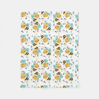 Bee Mine Bumblebee Pattern Fleece Blanket