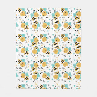 Bee Mine Bumblebee Pattern Fleece Blanket