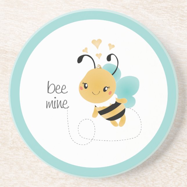 Bee Mine Bumblebee Yellow Black Coaster (Front)