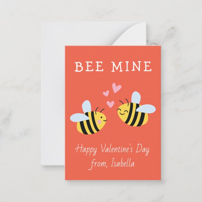 BEE MINE Classroom valentine Red Card (Front)
