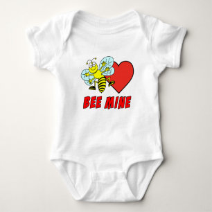 Bee Mine Cute Valentine Cartoon Baby Bodysuit