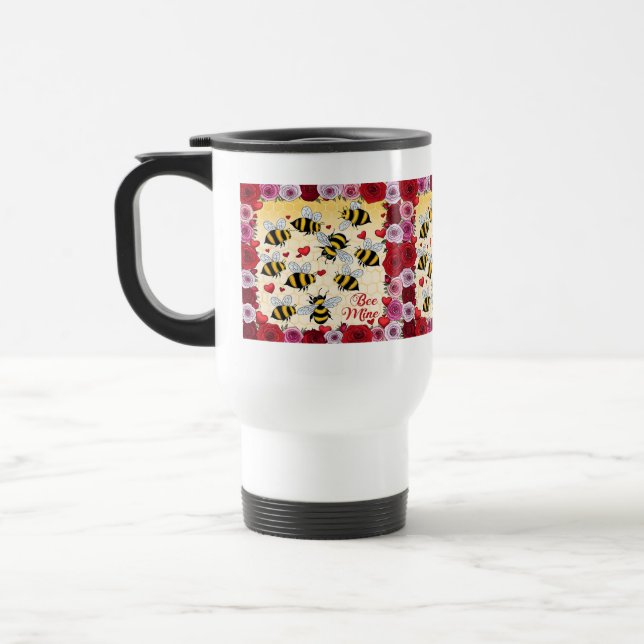 Bee Mine Floral Love Frame Travel Mug (Left)
