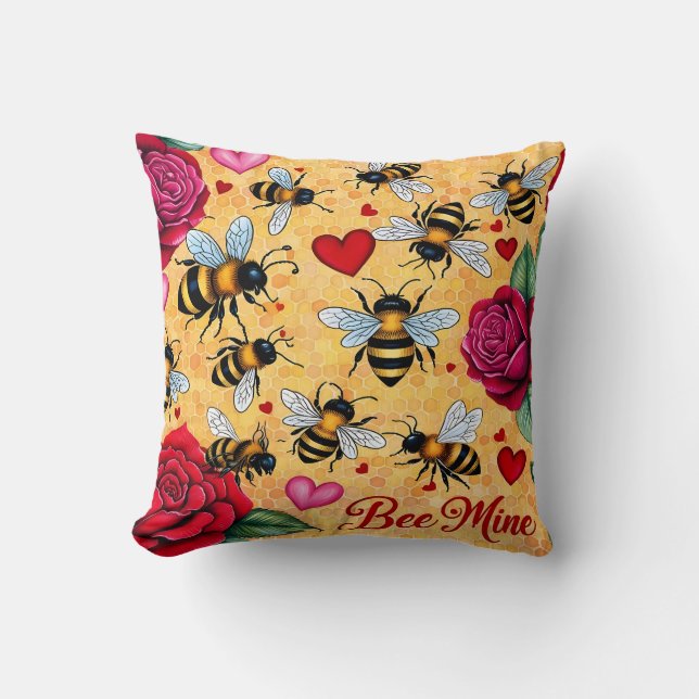 Bee Mine Golden Honey Love Cushion (Front)