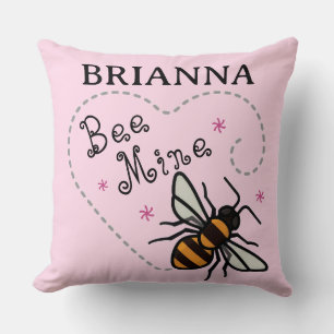 Bee Mine Heart Valentine's Day Cushion