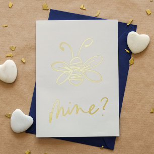 Bee Mine Illustration Valentine's Day Foil Greeting Card