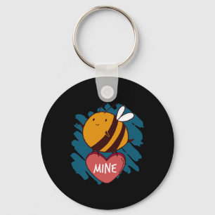 Bee Mine Insect Love Happy Valentine's Day Wife Hu Key Ring