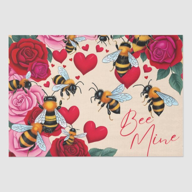 Bee Mine Romantic Floral Design Tissue Paper (Front)