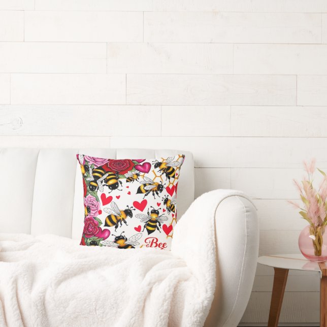Bee Mine Sweet Honeycomb Blooms Cushion (Couch)