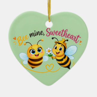 Bee Mine, Sweetheart – Cute Romantic Bee Couple Ceramic Tree Decoration