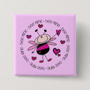 Bee Mine Valentine 15 Cm Square Badge