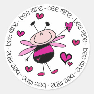 Bee Mine Valentine Classic Round Sticker