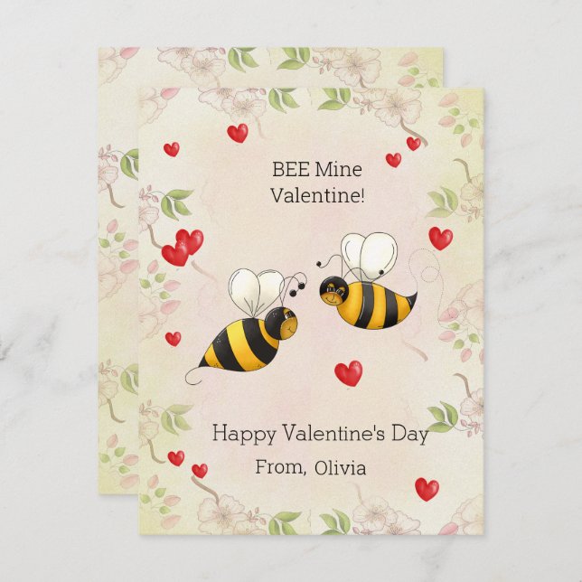 BEE Mine Valentine!  Classroom Holiday Card (Front/Back)