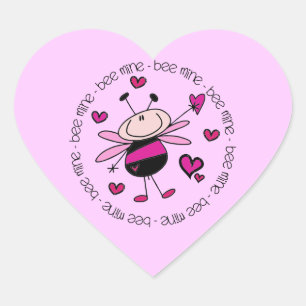 Bee Mine Valentine Heart Sticker