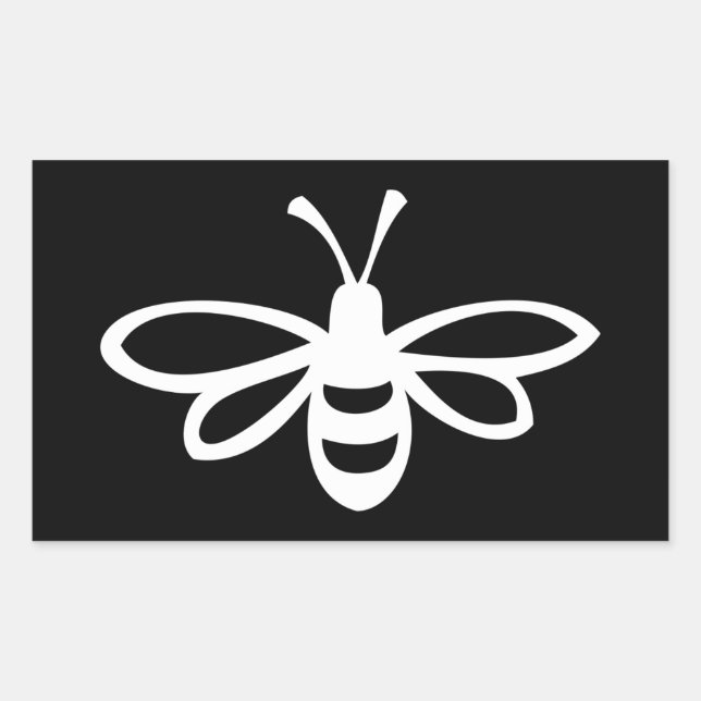 Bee (Monochrome) Rectangular Sticker (Front)