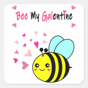 Bee My Galentine Cute Valentine's Day Square Stick Square Sticker