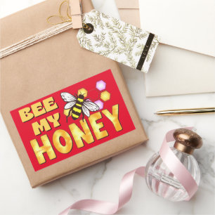 BEE MY HONEY funny cute bee valentines's day Rectangular Sticker