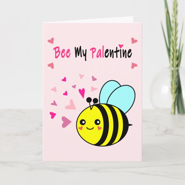 Bee My Palentine Cute Valentine's Day Holiday Card (Front)