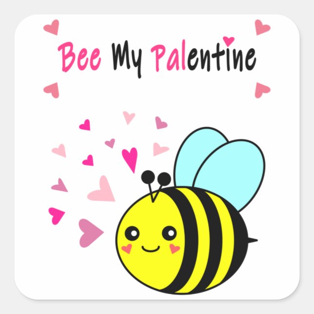 Bee My Palentine Cute Valentine's Day Square Stick Square Sticker (Front)