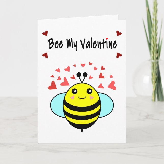 Bee My Valentine - Cute Bee Valentine's Day Holiday Card (Front)