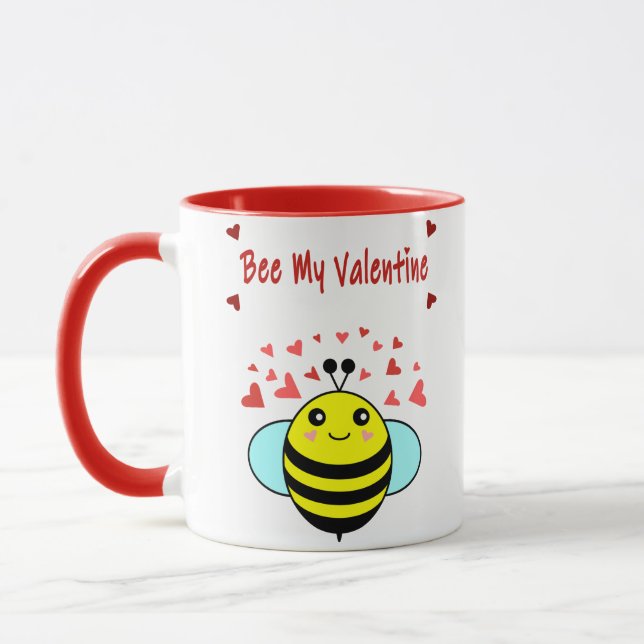 Bee My Valentine - Cute Bee Valentine's Day Mug (Left)