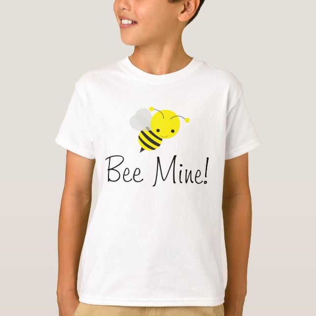 Bee My Valentine Cute Kids Boy or Girl Bumblebee T-Shirt (Front)