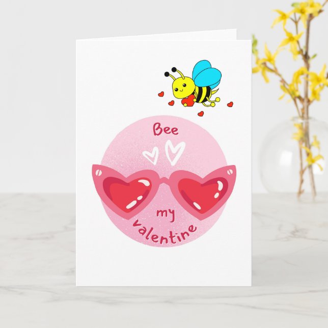 Bee My Valentine Cute Romantic Love Card (Yellow Flower)