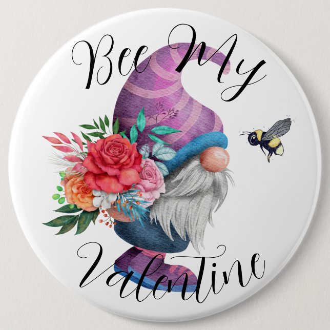 Bee My Valentine fun romantic badge (Front)