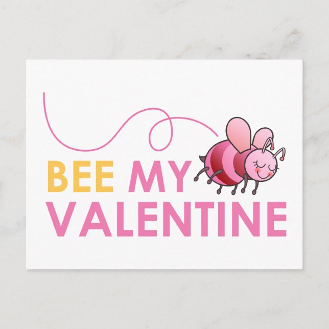 Bee My Valentine Holiday Postcard (Front)
