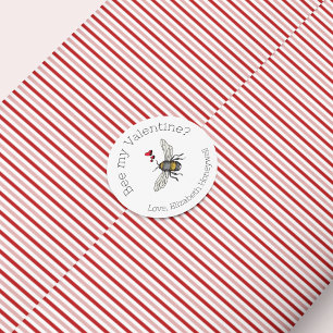 Bee My Valentine Honeybee Classic Round Sticker