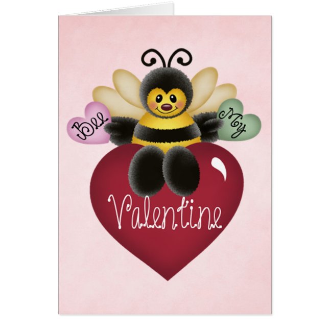 Bee My Valentine Little Bee/Heart Greeting Card (Front)