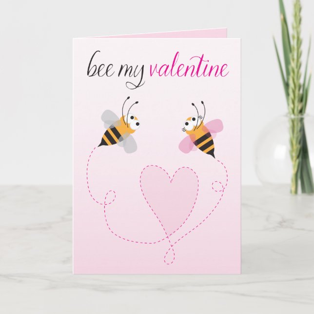 Bee my Valentine - Sweet love Valentine's Day Card (Front)