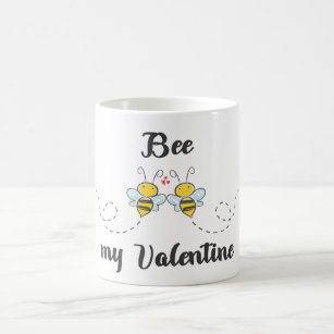 "Bee my Valentine" word pun with cute bees Coffee Mug
