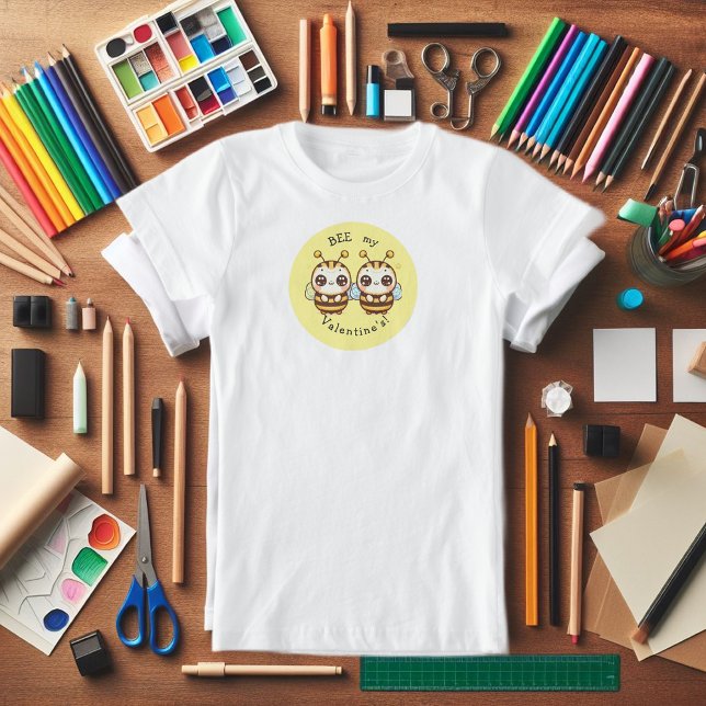 BEE my valentines  T-Shirt (Valentine's Day fun tee shirt for girls. "BEE my Valentine's!")