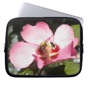 Bee N Rose of Sharon Flower Laptop Sleeve