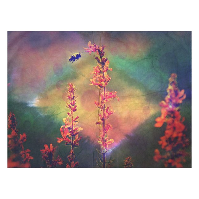 Bee N Wildflowers Diamond Earth Tones Tablecloth (Front (Horizontal))