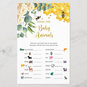 Bee Name the Baby Animals Game Card