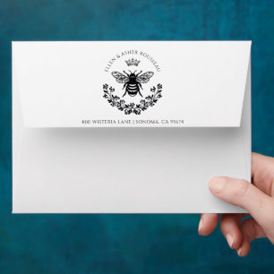 Bee Newlywed Couple Logo Return Address Envelope
