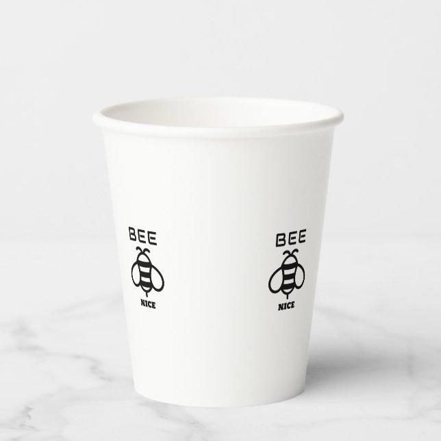 Bee Nice with Minimal Design Paper Cups (Front)