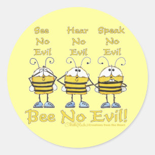 "Bee No Evil" Bees Classic Round Sticker