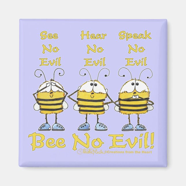 "Bee No Evil" Bees Magnet (Front)