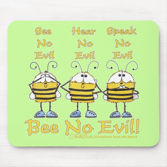 "Bee No Evil" Bees Mouse Pad (Front)