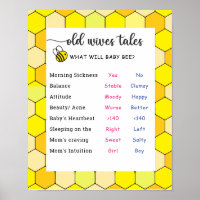 Bee Old Wives Tales Gender Reveal Board 