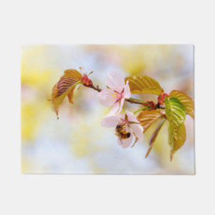 Bee On A Cherry Flower Doormat
