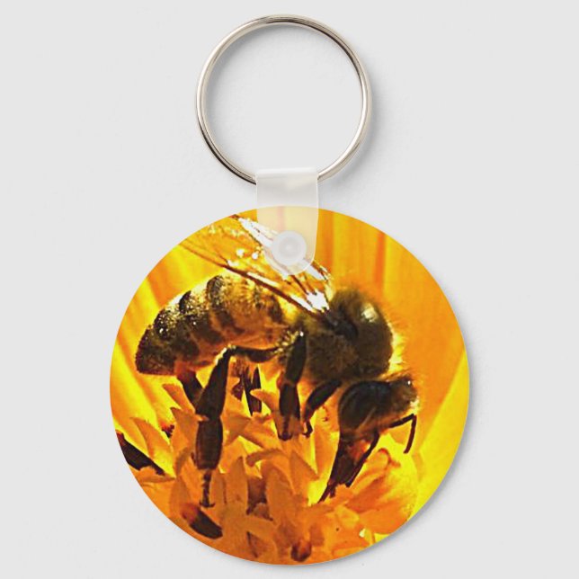 Bee on a Flower Key Ring (Front)