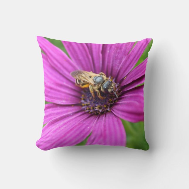 Bee On A Flower Throw Pillow (Front)